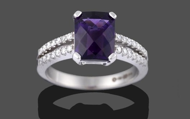 An 18 Carat White Gold Amethyst and Diamond Ring, the...