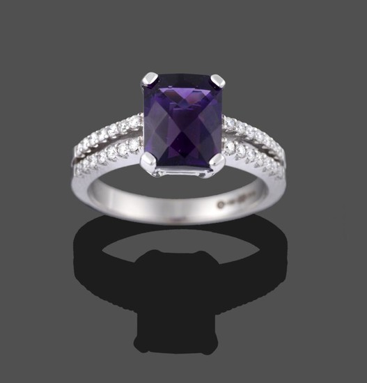 An 18 Carat White Gold Amethyst and Diamond Ring, the...