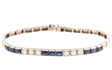 An Art Deco Diamond & Sapphire Bracelet in Platinum