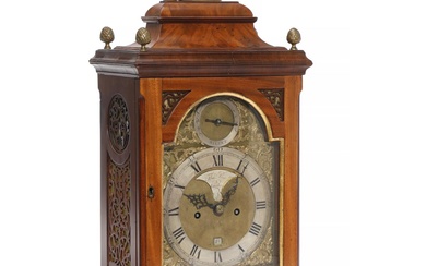 An English George III striking clock in mahogany case, gilt brass dial...