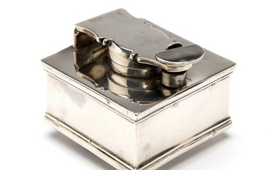 An English silver travelling inkwell