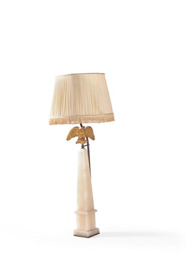 An alabaster and gilt metal mounted table lamp, early 20th century