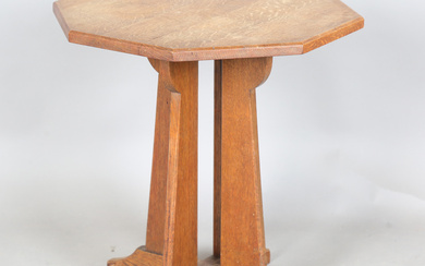 An early 20th century Arts and Crafts oak octagonal occasional table, attributed to Hypnos for Heals