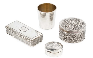 An early Victorian silver rectangular snuff box, with engraved decoration...