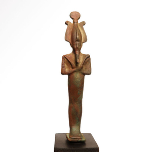 Ancient Egyptian Bronze Figure of Osiris with Plumed Atef Crown