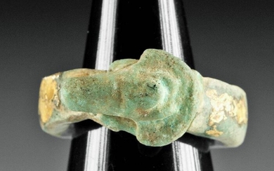 Ancient Egyptian Gilded Faience Ring