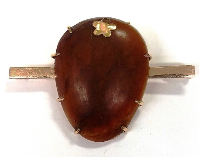 Ancient Hand Carved Rust Jade Egg Pendant Modern Pin