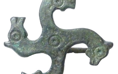 Ancient Roman Bronze Swastika Fibula