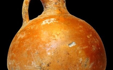 Ancient Roman Ceramic Vase with handle and brown slip
