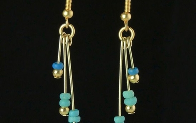 Ancient Roman Glass Earrings with turquoise glass beads
