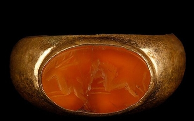 Ancient Roman Gold and Carnelian Intaglio Ring