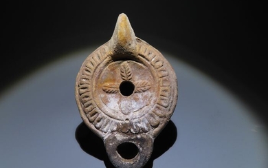 Ancient Roman Pottery Oil Lamp. 11,3 cm L. Ex. Ernst Dumas, French officer in Tunisia 1903.