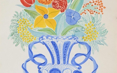 André DERAIN (1880-1954) "Bouquet de fleurs", Aquarelle, cachet en bas à droite, 40x29.5 (petite déchirure)