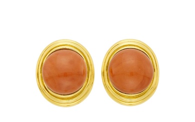 Andrew Clunn Pair of Gold and Coral Earclips