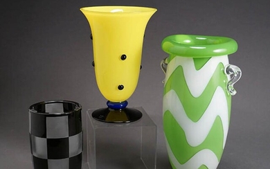 Anne Nilsson Art Glass Vase, a Val St. Lambert Checkered Art Glass Vase and a Rosenthal Studio Linie Art Glass Vase