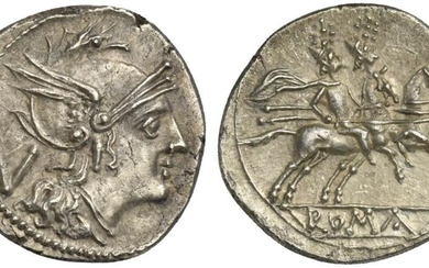 Anonymous, Quinarius, Rome, ca. 211-208 BC; AR (g 2,25; mm...