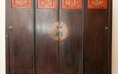 Antique Chinese Carved Wedding Cabinet