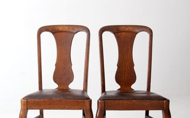 Antique Colonial Chair Co Queen Anne Style Chairs Pair