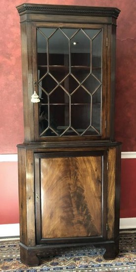 Antique English Adams Style Glass Front Cabinet