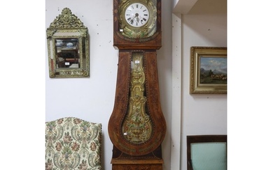 Antique French Louis Philippe comtoise clock, painted pine c...