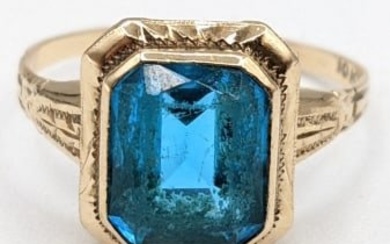 Antique Ladies 10K Yellow Gold Blue Sapphire Ring