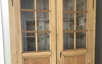 Antique Pine French Country Glass Front Vitrine