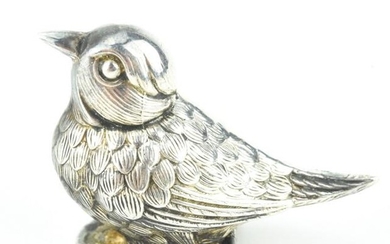 Antique Portugal Repousse Silver Figural Bird Box