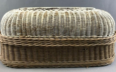 Antique Woven Wicker Childs Mourning Casket w/Domed Lid