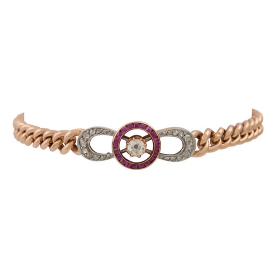 Armband mit hübschem Rubin-Diamant-Mittelteil "Unendlich"