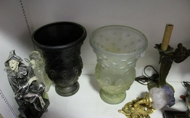 Art Deco Design Art glass vase acid cut