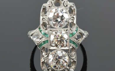 Art Deco/Edwardian platinum and diamond ring, three old