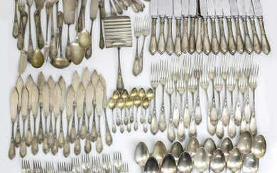 Art Nouveau Silver Flatware Cutlery Set, Koch &