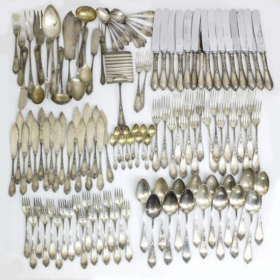 Art Nouveau Silver Flatware Cutlery Set, Koch &