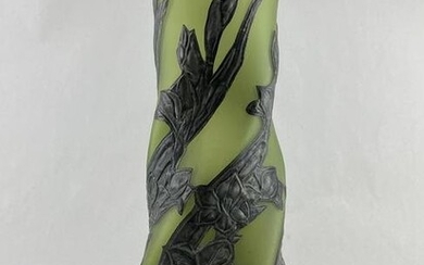 Art Nouveau Vase, Pewter Floral Appliques
