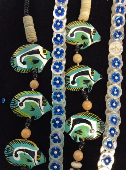 Artisanal Vintage Fish/ Button Necklace