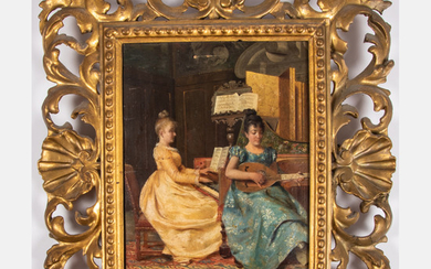 Artist Unknown, (Italian,19th Century) - Interior Scene with Musicians