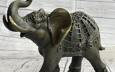 Asian Inspired Elephant Bronze Sculpture