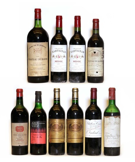 Assorted Bordeaux: Chateau Rauzan Segla, Margaux, 1957, one bottle and nine various others