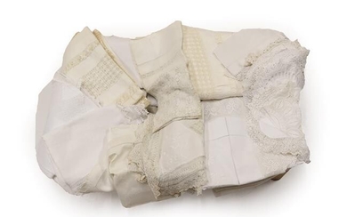 Assorted White Linen and Cotton Tablecloths, to include bed linen,...