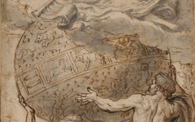 Atlas supporting the celestial globe with Hercules on the right, Michel Corneille the Younger