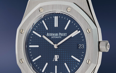 Audemars Piguet, Ref. 16202ST.00.1240ST.01 A highly attractive, brand new stainless steel wristwatch with date, bracelet, Certificate of Origin and presentation box, made to commemorate the 50th Anniversary of the Royal Oak