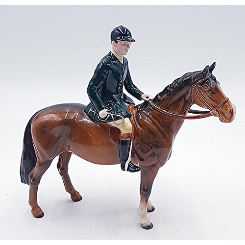 BESWICK 21cm MODEL OF A HUNTSMAN (ON STANDING HORSE) (Brown ...