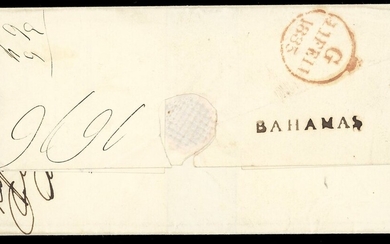 Bahamas Early Letters 1834 (18 Dec.) entire from Nassau to London, rated "2/2" and showing, on...
