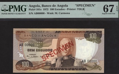 Banco de Angola, specimen 100 Escudos, 24th November 1972, serial number AB 00000, (Pick 101s,...