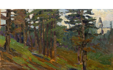 Beppe Ciardi ( Venezia 1875 - Quinto 1932 ) , "In montagna" olio su tavola (cm 23,5x38,5) Firmato in basso a destra In cornice