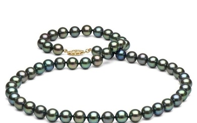 Black Freshwater Pearl Necklace, 7.5-8.0mm