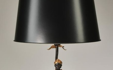 Blackamoor table lamp with black oval shade