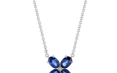 Blue Sapphire (2.70ctw) & Diamond Necklace Set In 14k White Gold