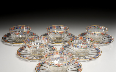 Bohemian enamel glass bowls, Barbara Walters Coll.