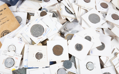 Box with world coins incl. France, England, Cyprus, Spain, Austria,...